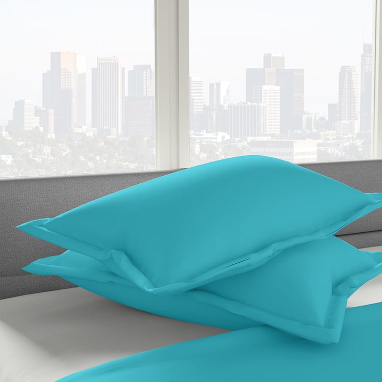 PORTICO Shades Blue Cotton Pillow Cover - 46x69cm - Set of 2