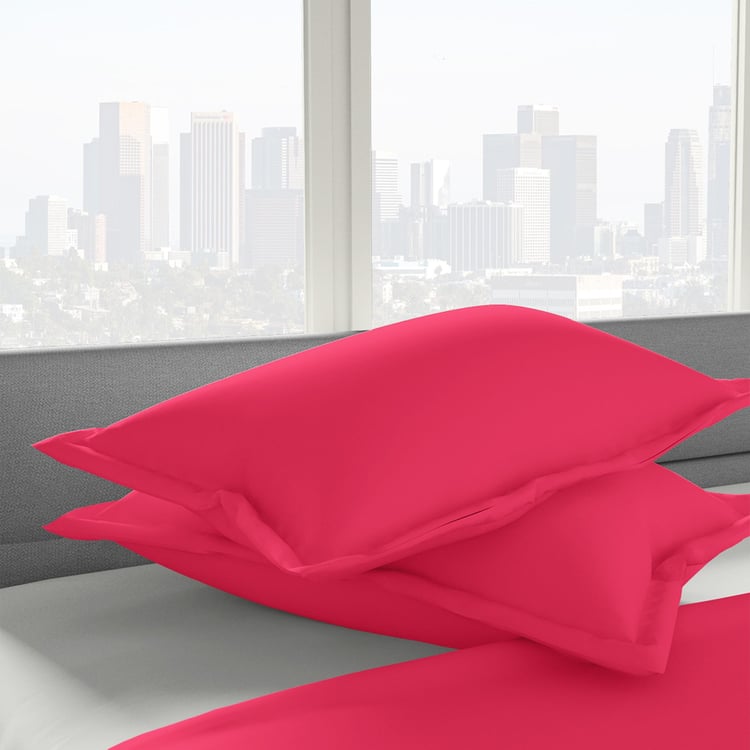 PORTICO Shades Pink Solid Cotton Pillow Cover - 46x69cm - Set of 2