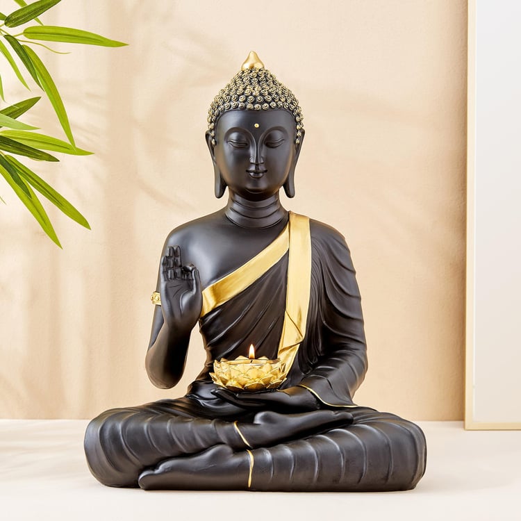 Moksha Irene Polyresin Buddha Figurine with T-Light Holder