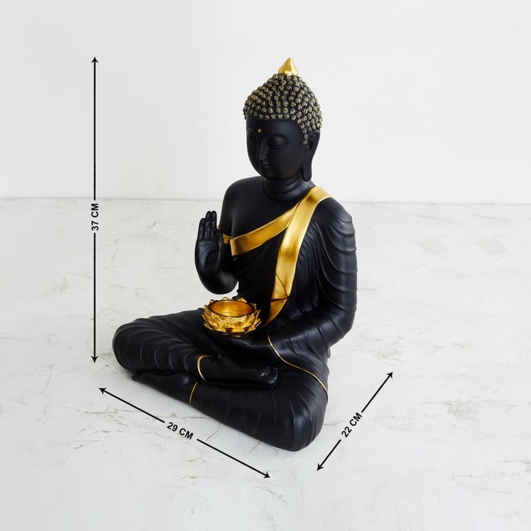Moksha Irene Polyresin Buddha Figurine with T-Light Holder