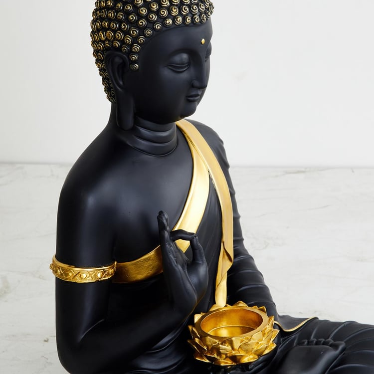 Moksha Irene Polyresin Buddha Figurine with T-Light Holder