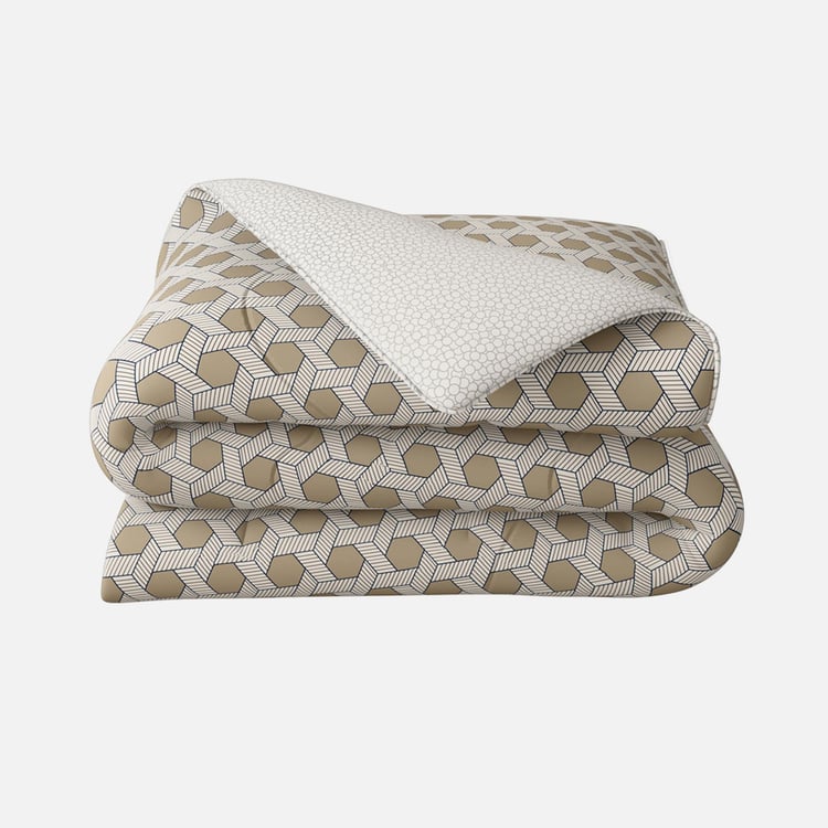 PORTICO Hashtag Beige Printed Cotton King Comforter - 120GSM