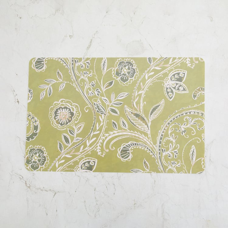 Mandarin Blissful Green Printed Polypropylene Placemat - 28x43cm - Set of 6