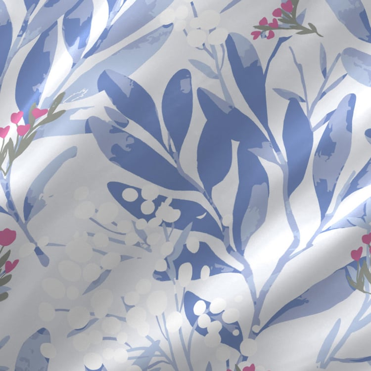 LAYERS Trevi Blue Printed Cotton Single Bedsheet Set - 1.52x2.24m - 2Pcs