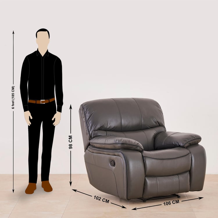 Drake Faux Leather 1-Seater Recliner - Brown