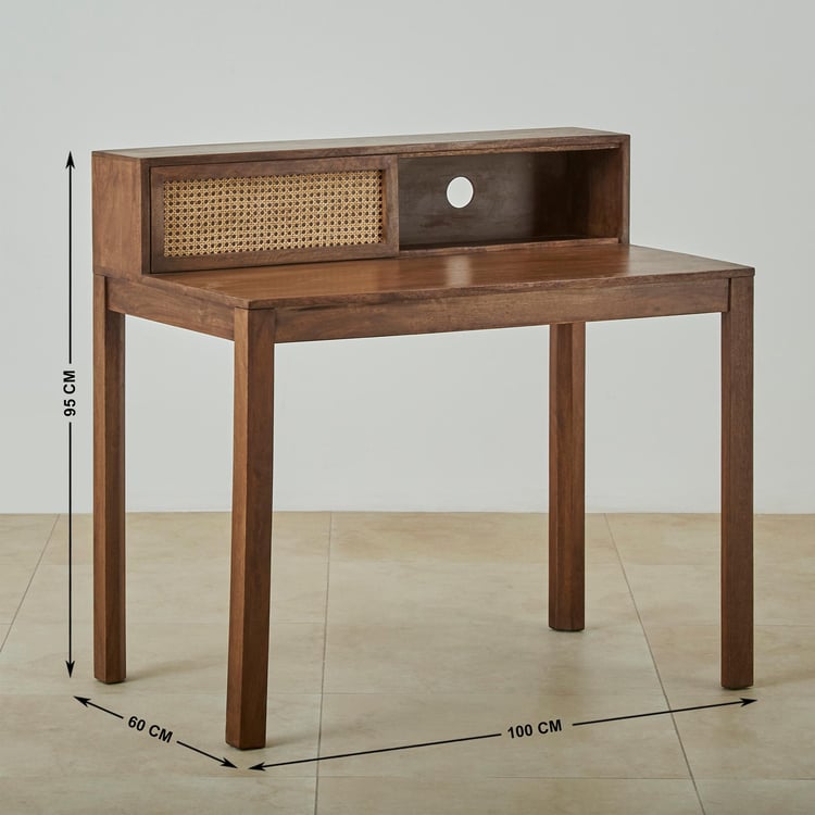 Cane Connection Mango Wood Study Desk - Brown
