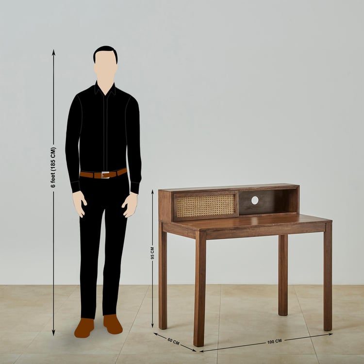 Cane Connection Mango Wood Study Desk - Brown