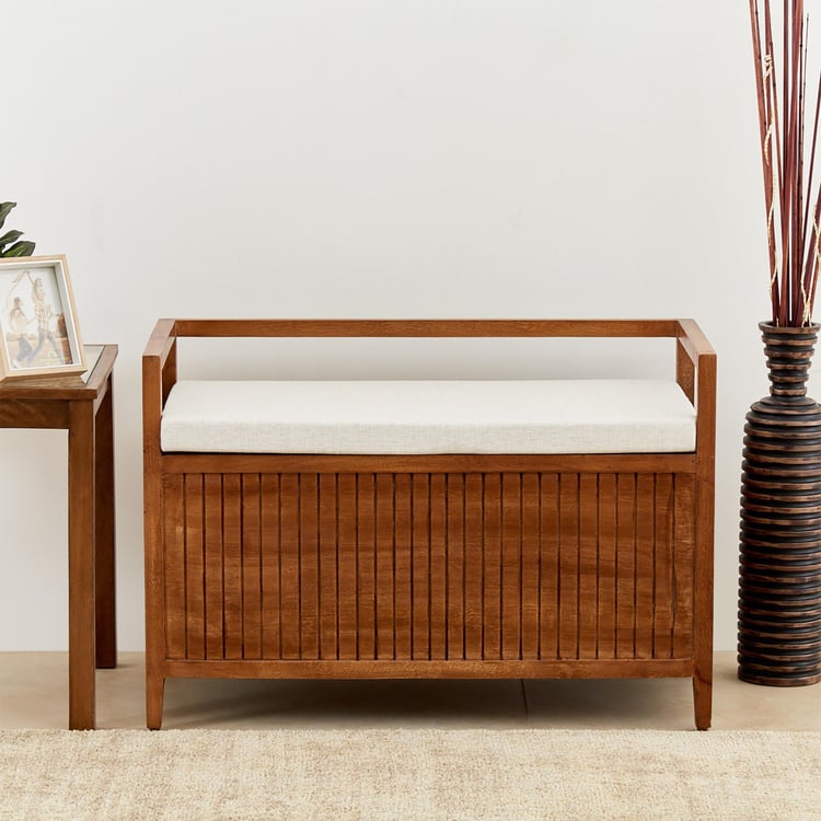 Flick Entryway Mango Wood Bench with Storage - Brown