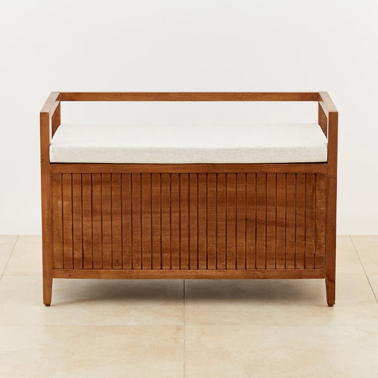 Flick Entryway Mango Wood Bench with Storage - Brown