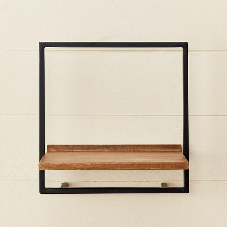 Ajax Mango Wood Wall Shelf - Brown