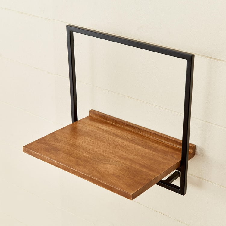 Ajax Mango Wood Wall Shelf - Brown