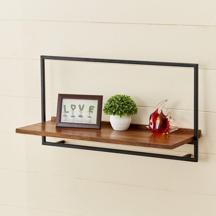 Ajax Mango Wood Wall Shelf - Brown