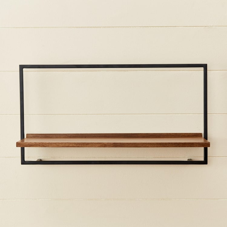 Ajax Mango Wood Wall Shelf - Brown