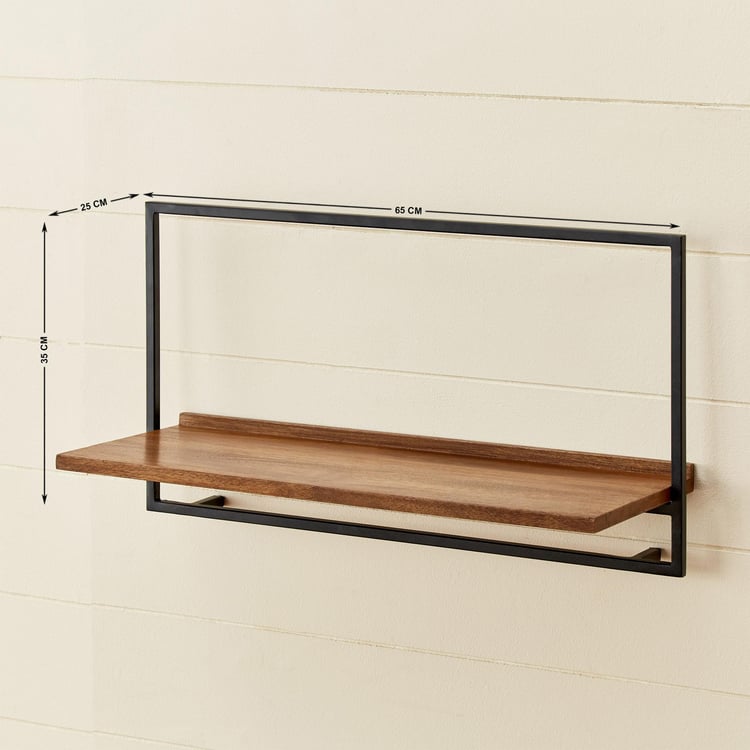 Ajax Mango Wood Wall Shelf - Brown