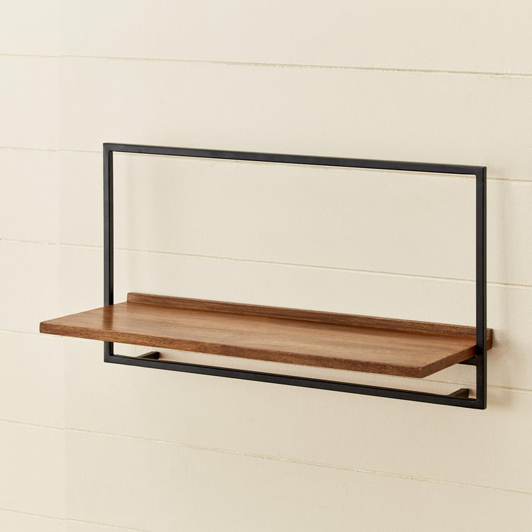Ajax Mango Wood Wall Shelf - Brown