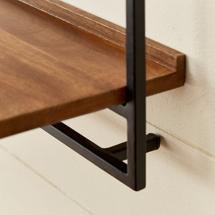 Ajax Mango Wood Wall Shelf - Brown