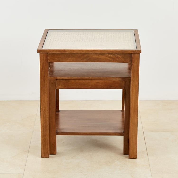 Cane Connection Nest of 2 Tables - Brown