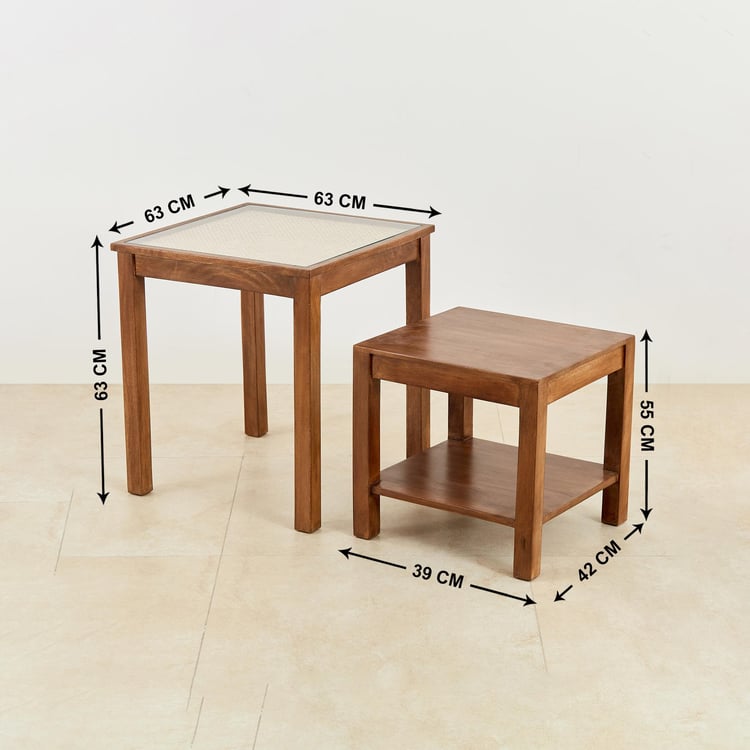 Cane Connection Nest of 2 Tables - Brown