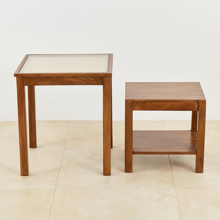 Cane Connection Nest of 2 Tables - Brown