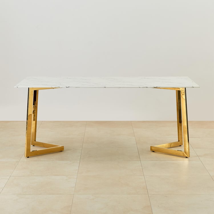 Bianca Glass Top 8-Seater Dining Table - White and Gold