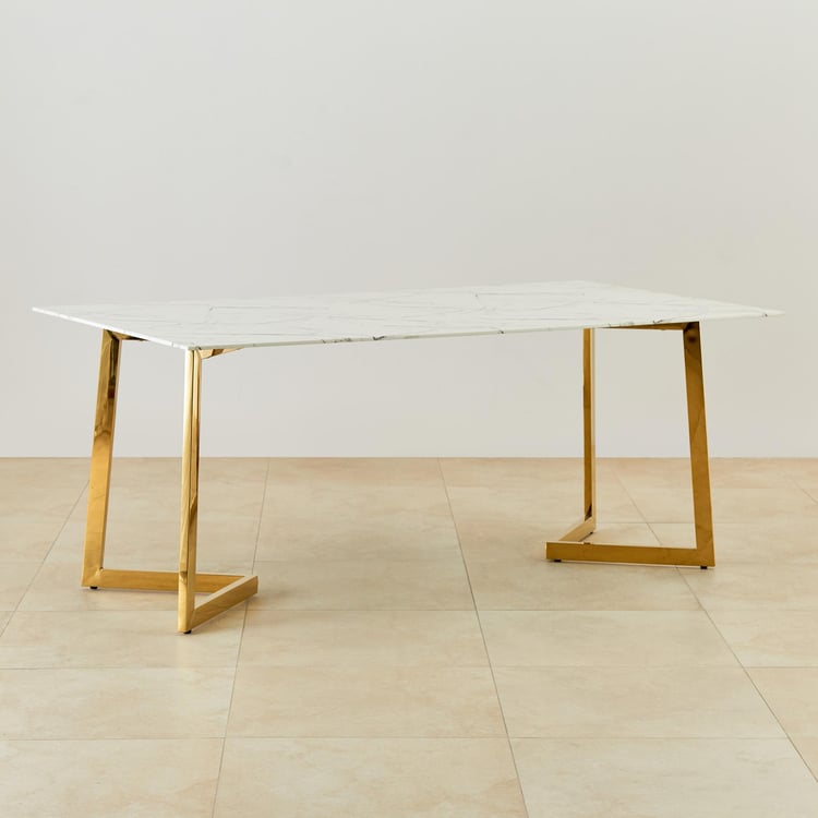 Bianca Glass Top 8-Seater Dining Table - White and Gold