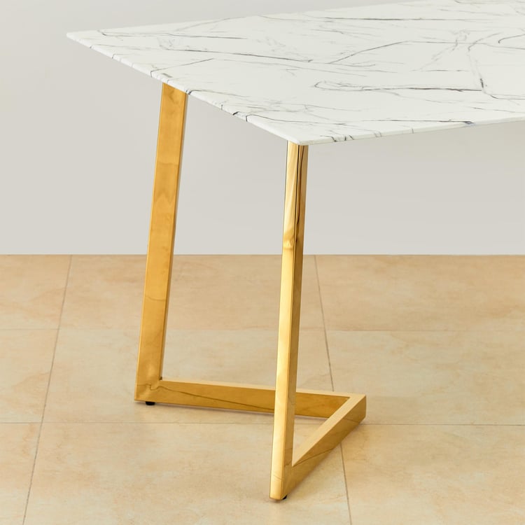 Bianca Glass Top 8-Seater Dining Table - White and Gold