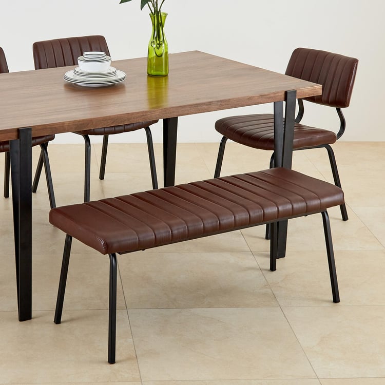 Ajax Faux Leather Dining Bench - Brown