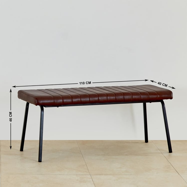 Ajax Faux Leather Dining Bench - Brown