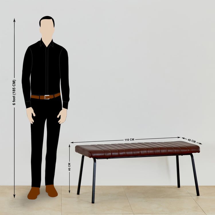 Ajax Faux Leather Dining Bench - Brown