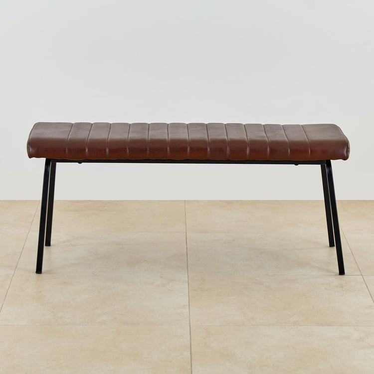 Ajax Faux Leather Dining Bench - Brown