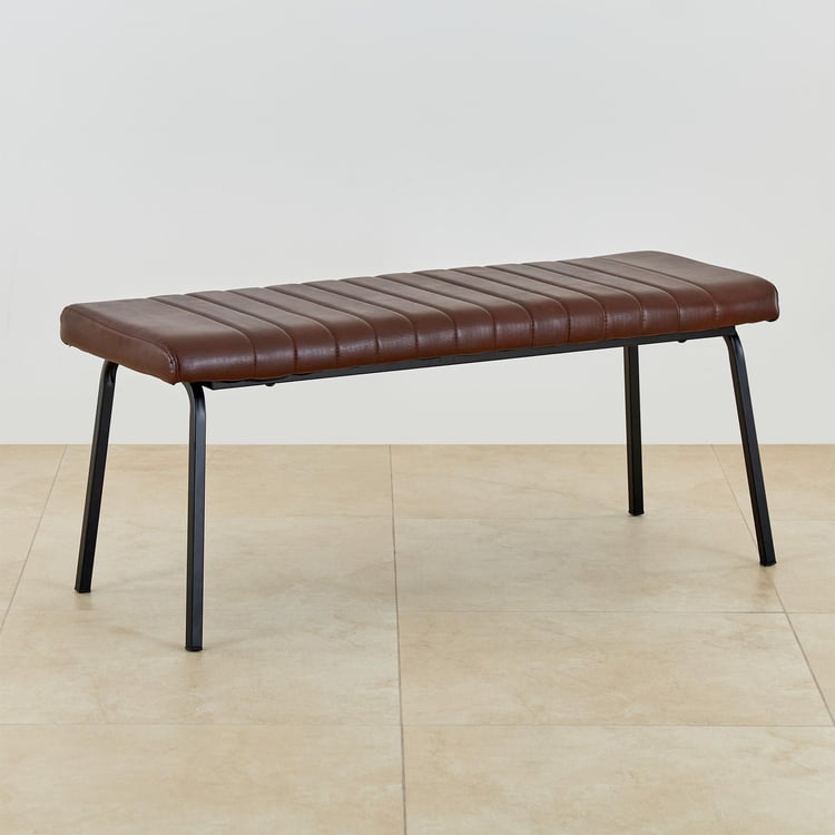 Ajax Faux Leather Dining Bench - Brown