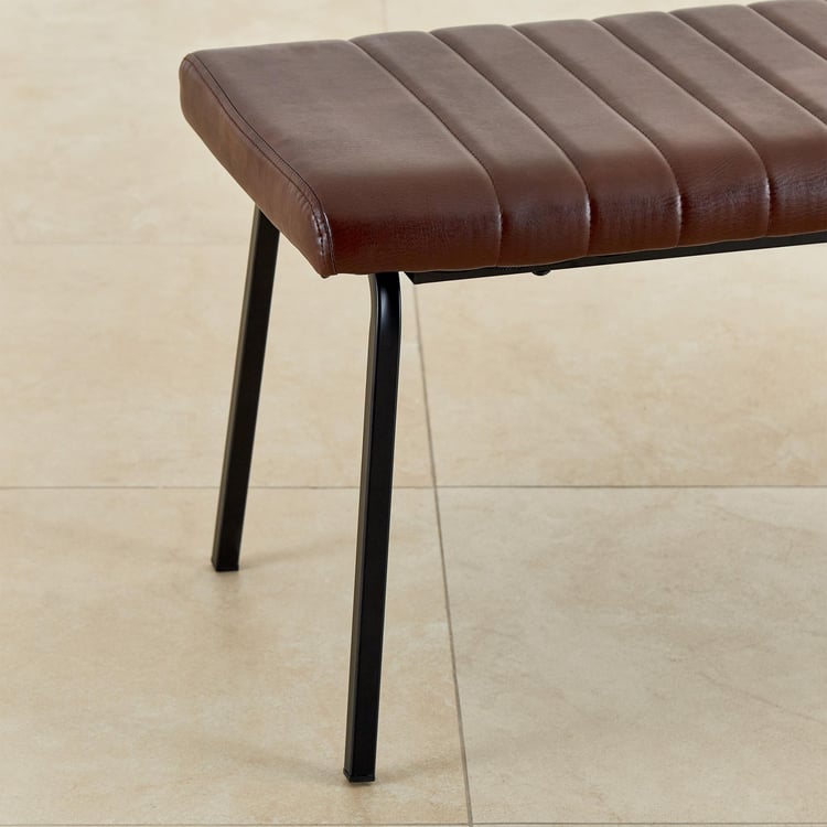 Ajax Faux Leather Dining Bench - Brown