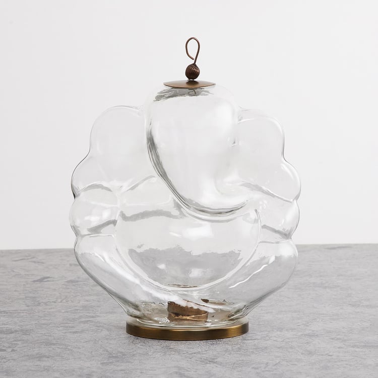 Fiesta Transparent Solid Glass Ganesha Candle Holder