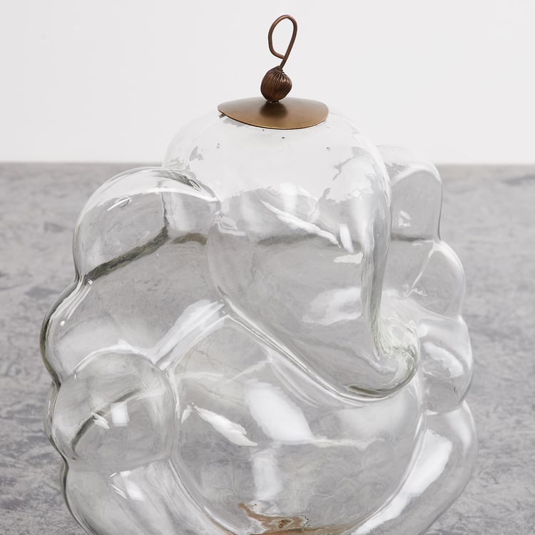 Fiesta Transparent Solid Glass Ganesha Candle Holder
