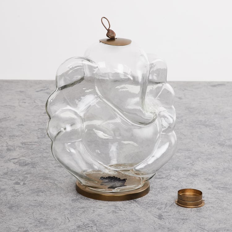 Fiesta Transparent Solid Glass Ganesha Candle Holder