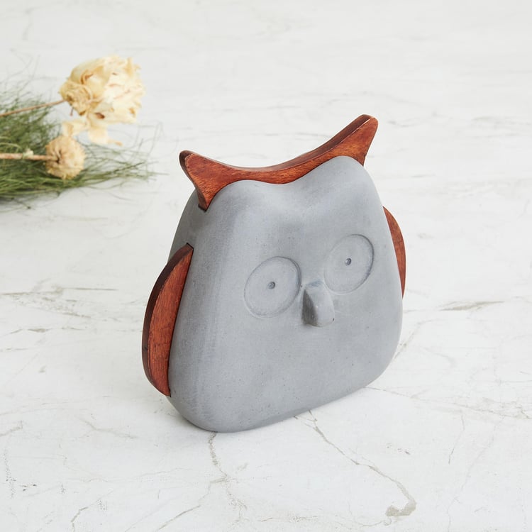 Marshmallow Cement Owl Figurine