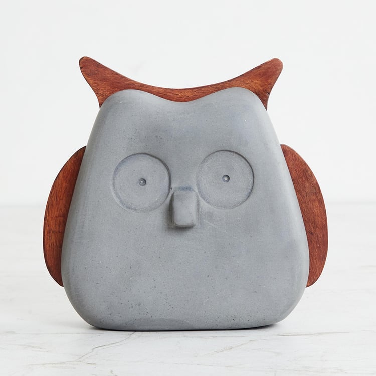 Marshmallow Cement Owl Figurine