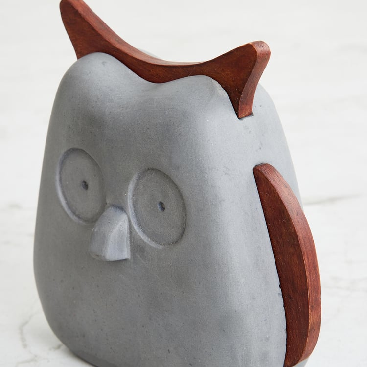 Marshmallow Cement Owl Figurine