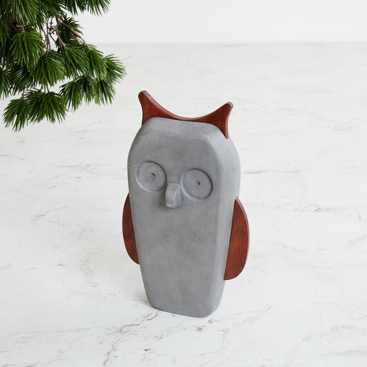 Marshmallow Cement Owl Figurine