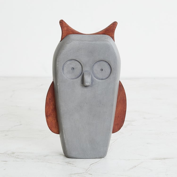 Marshmallow Cement Owl Figurine