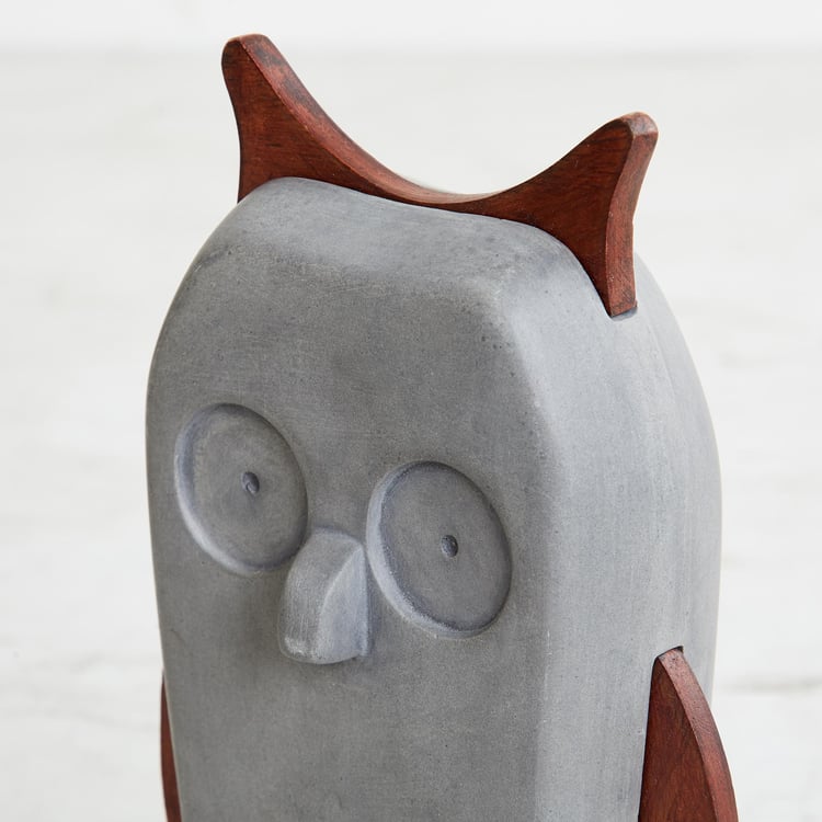 Marshmallow Cement Owl Figurine