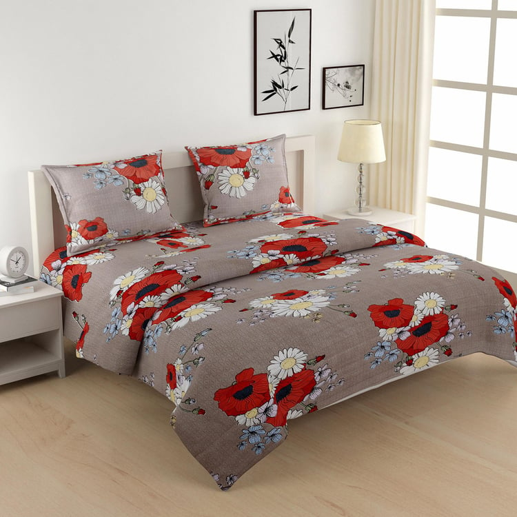 SWAYAM Grand Opal Multicolour Printed Cotton Bed-In-A-Bag Set - 4Pcs