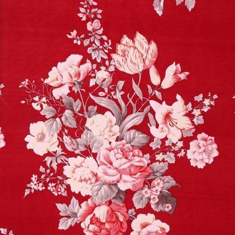 SWAYAM Grand Opal Red Printed Cotton Bed-In-A-Bag Set - 4Pcs