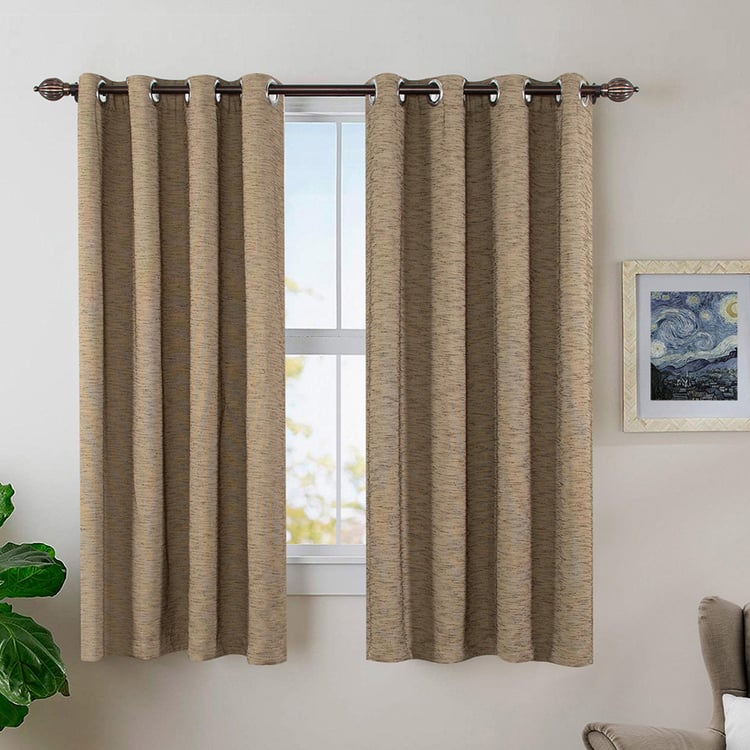 DECO WINDOW Beige Solid Blackout Window Curtain - 48x60cm - Set of 2