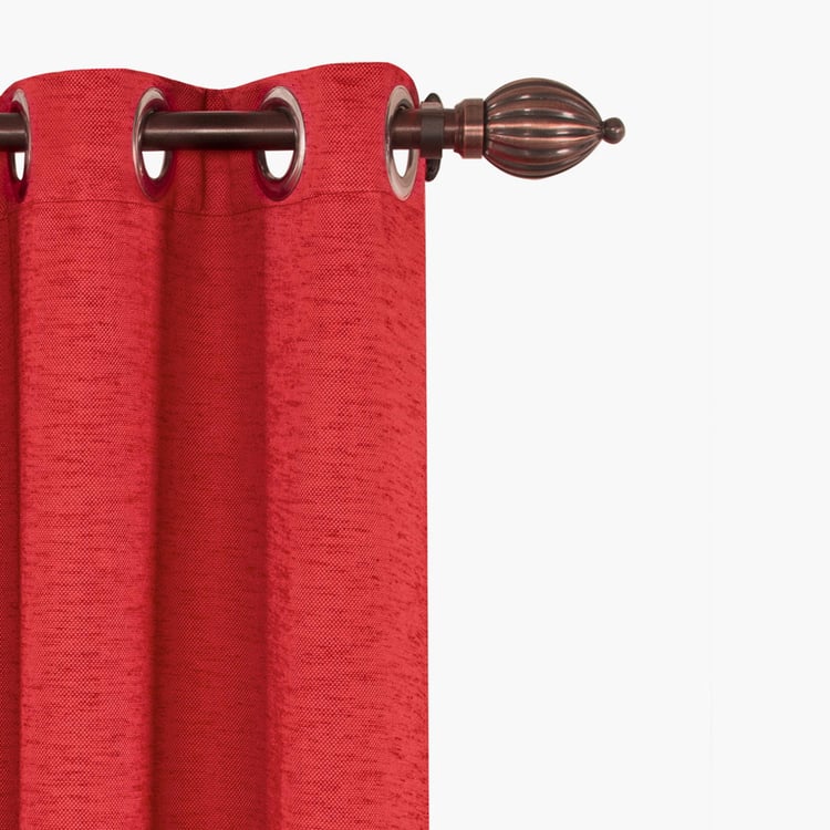 DECO WINDOW Red Textured Semi-Blackout Door Curtain - 122x228cm - Set Of 2