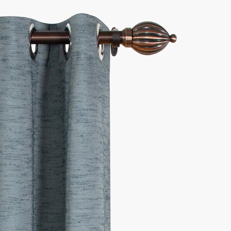 DECO WINDOW Solid Grey Textured Semi-Blackout Door Curtain - 122x228cm - Set Of 2