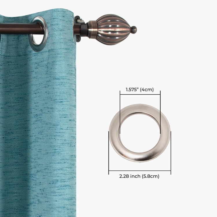 DECO WINDOW Solid Blue Textured Semi-Blackout Door Curtain - 122x228 cm - Set Of 2
