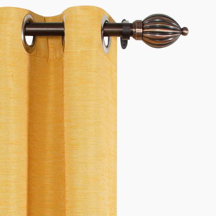 DECO WINDOW Solid Yellow Textured Semi-Blackout Door Curtain - 122x228cm - Set Of 2