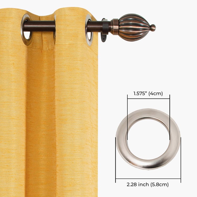DECO WINDOW Solid Yellow Textured Semi-Blackout Door Curtain - 122x228cm - Set Of 2