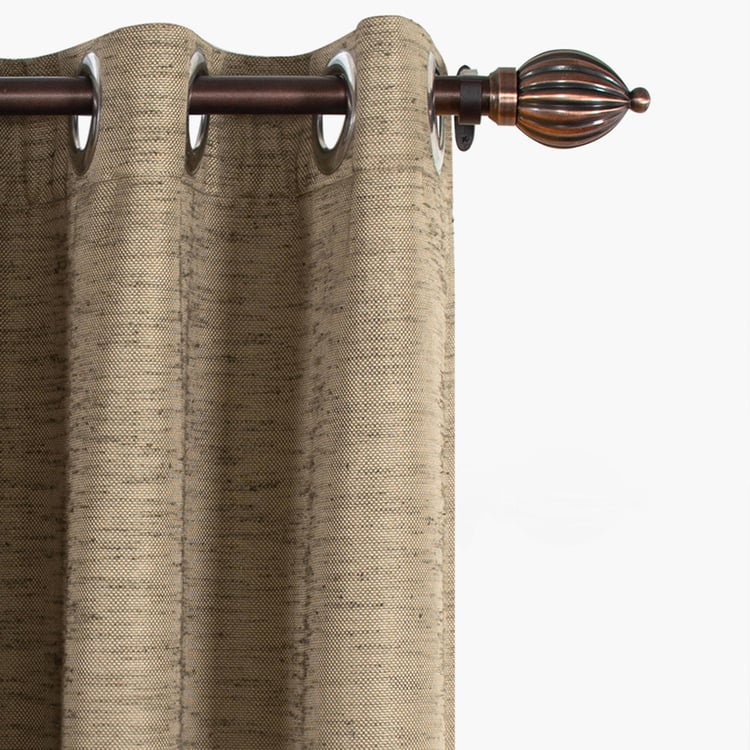 DECO WINDOW Beige Textured Blackout Door Curtain - Set of 2 -  274x132cm